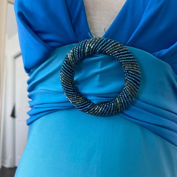 XOXO Early 2000's Mermaid Teal Blue Color Gradient Maxi Prom Dress S Made in USA - Picture 3 of 7